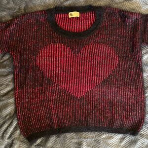 Katsumi Red and Black Heart Sweater